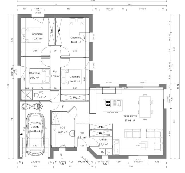 Vente maison neuve 4 pièces 92.38 m² à Sequehart (02420), 222 052 €