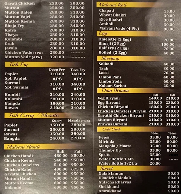 Dainik Malvani menu 