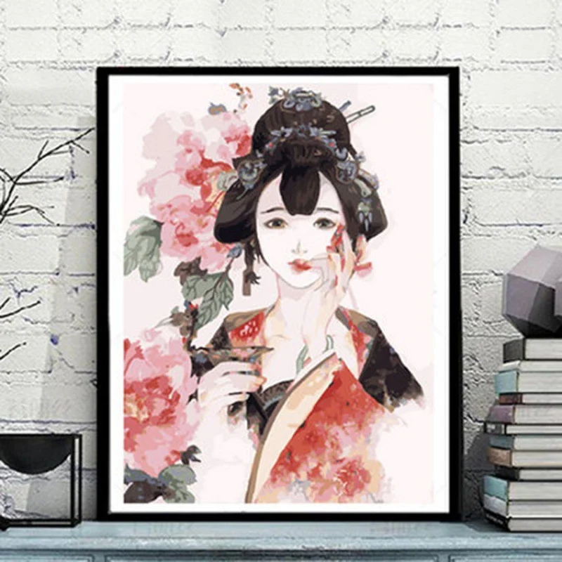 Pintura al óleo digital DIY, pintada a mano, para salón y dormitorio, figura de amantes, decoración grande, estilo antiguo.