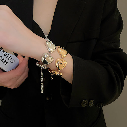 Title 1, Glossy Heavy Industry Metal Sense Heart Bracele...