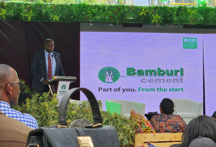 NSE chief executive Geoffrey Odundo speaks during the launch of Bamburi Cement Sustainability Report/TWITTER