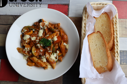 Veg Penne Rosso With Sauteed Vegetables