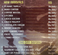 The Cake World menu 1