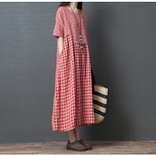 Đầm Linen Suông Nữ Ngắn Tay Kẻ Caro, Form Rộng Có Túi Hông, Chất Liệu Linen Cao Cấp Thời Trang Đũi Việt