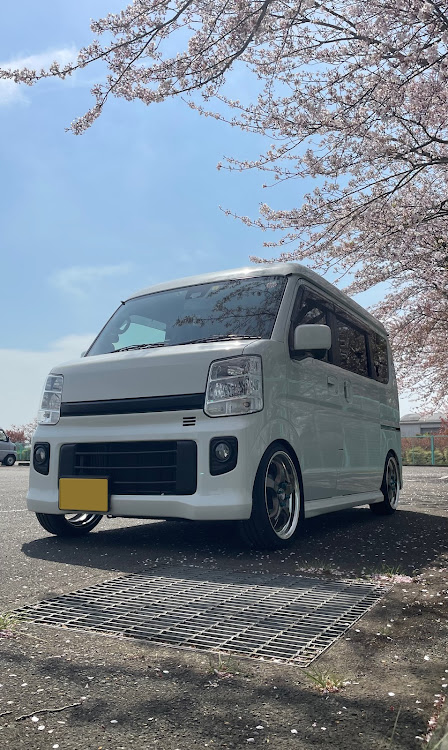 エブリイワゴンのフォロワーさんいつもありがとう！・いつもイイネ&コメントありがとうございます🙇‍♂️・桜とコラボ・WORK MEISTER  S1R・オジファクに関するカスタム事例の投稿画像4枚目