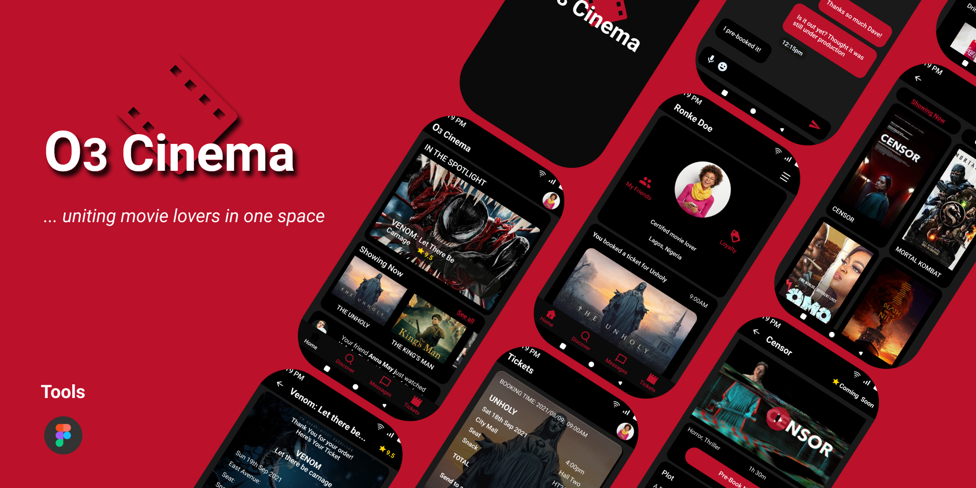 Mockup cover of the cinema app design