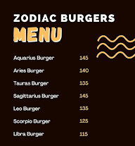 Zodiac Burgers menu 1