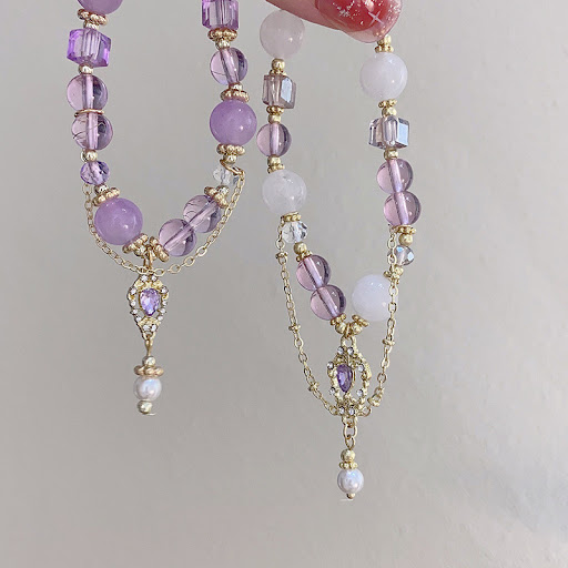 Title 4, New Chinese Style Purple Crystal String Beads B...