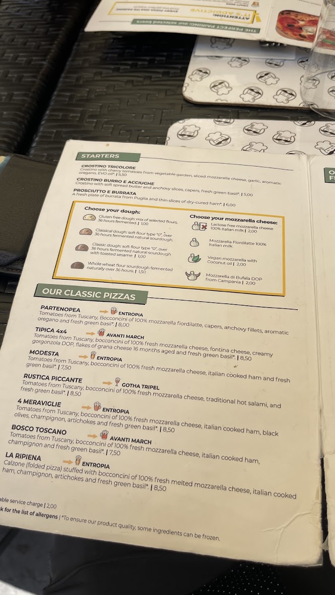 Mister Pizza gluten-free menu