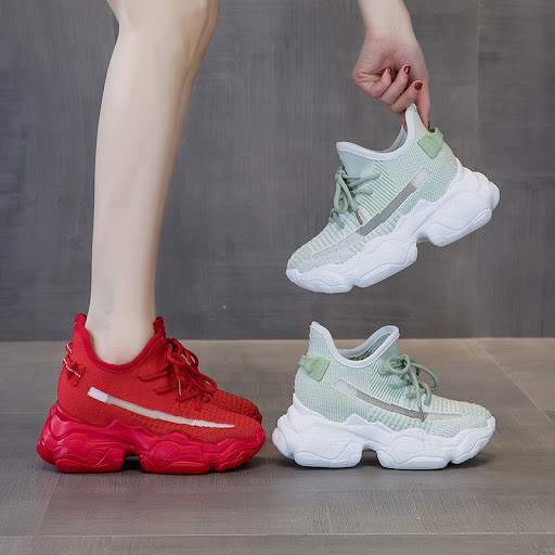 Title 4, Inner increase flying knit sports high heels fo...