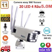 Camera Ngoài Trời Yoosee Thân Xoay 4 Râu 20Led Quay Quét 360 Độ, Siêu Nét, Chịu Mưa Nắng, Có Màu Ban Đêm