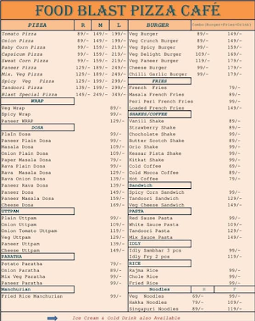Food Blast Pizza Cafe menu 