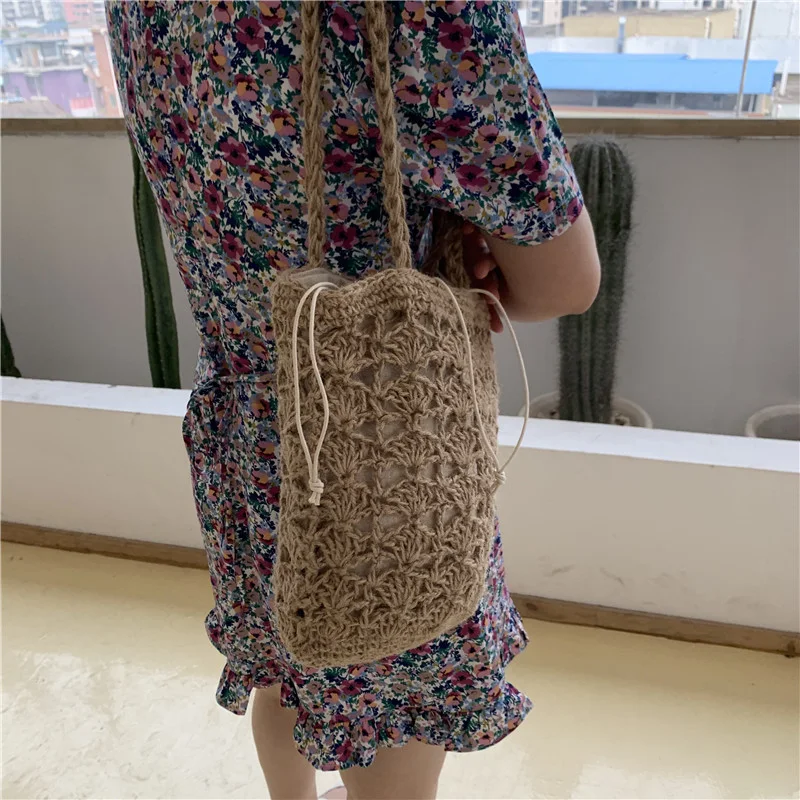 Title 7, Elastic Handmade Hemp Rope Woven Womens Bag of...