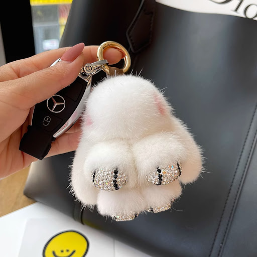 Title 20, Porte-clés Pendentif Lapin en Peluche Mink, Sup...