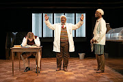 Kai Luke Brummer as Hally, with  Desmond Dube as Sam and Siya Mayola as Willy in the Fugard Theatre's 10th anniversary production of 'Master Harold ... and the Boys'.