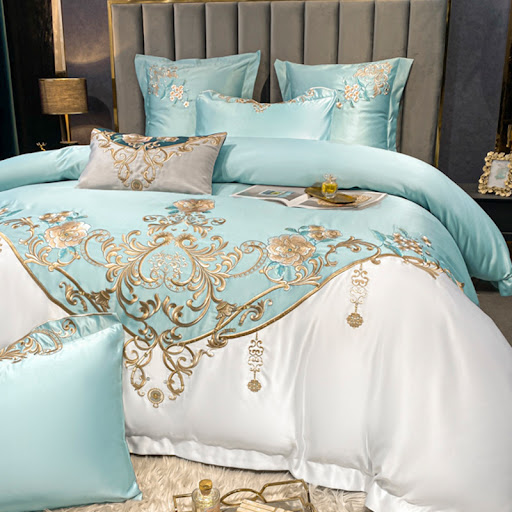 Title 2, European Champagne Flower Embroidery Four-piece...