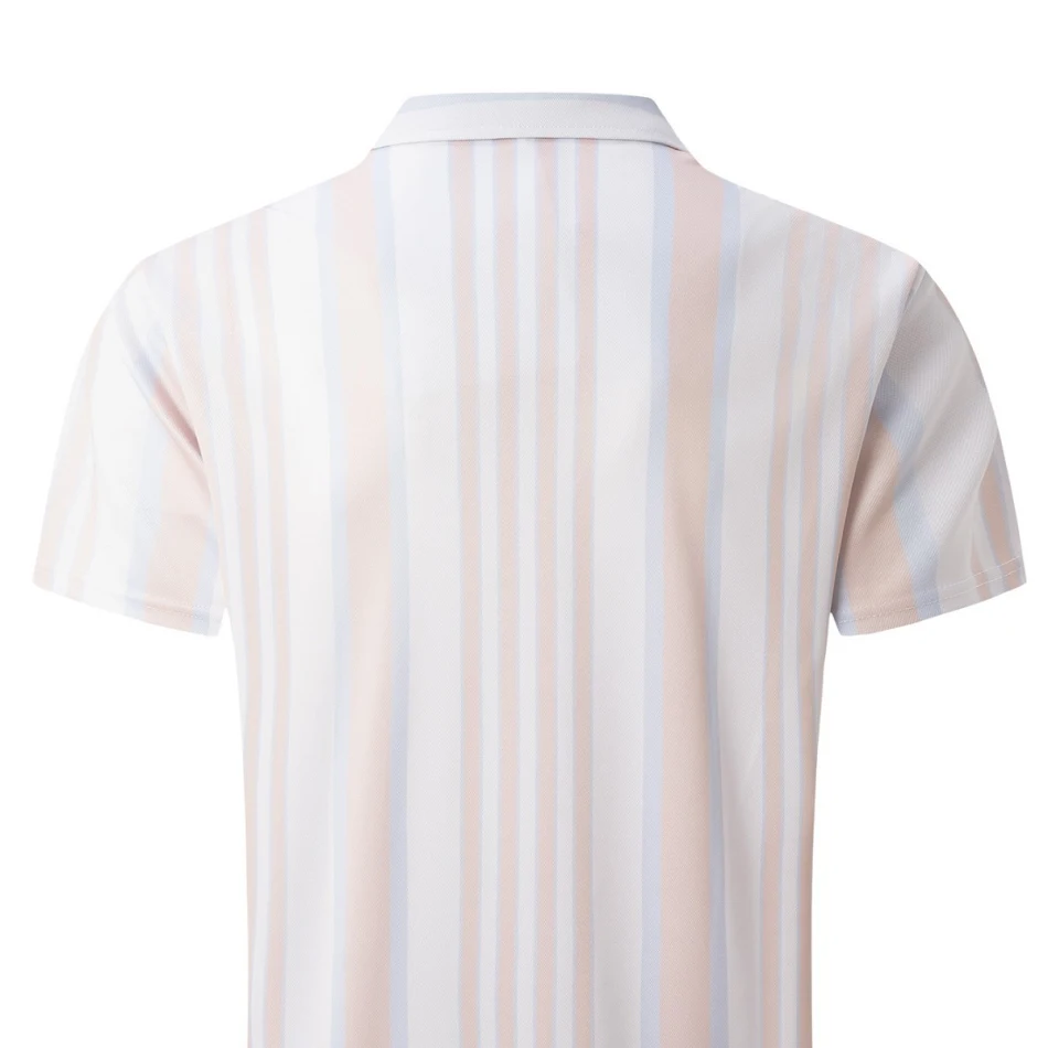 Heren poloshirt met knopen, gestreept en met korte mouwen. Stijlvol en comfortabel, perfect voor een casual look. Ademend en ideaal voor de zomer.