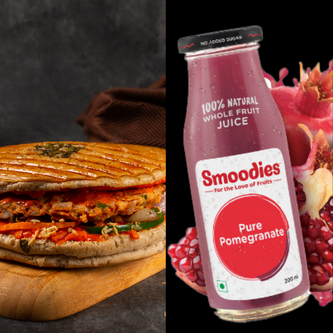 Peri-Peri Chicken Kulcha Burger & Pure Pomegranate