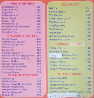 Nava Ruchi menu 