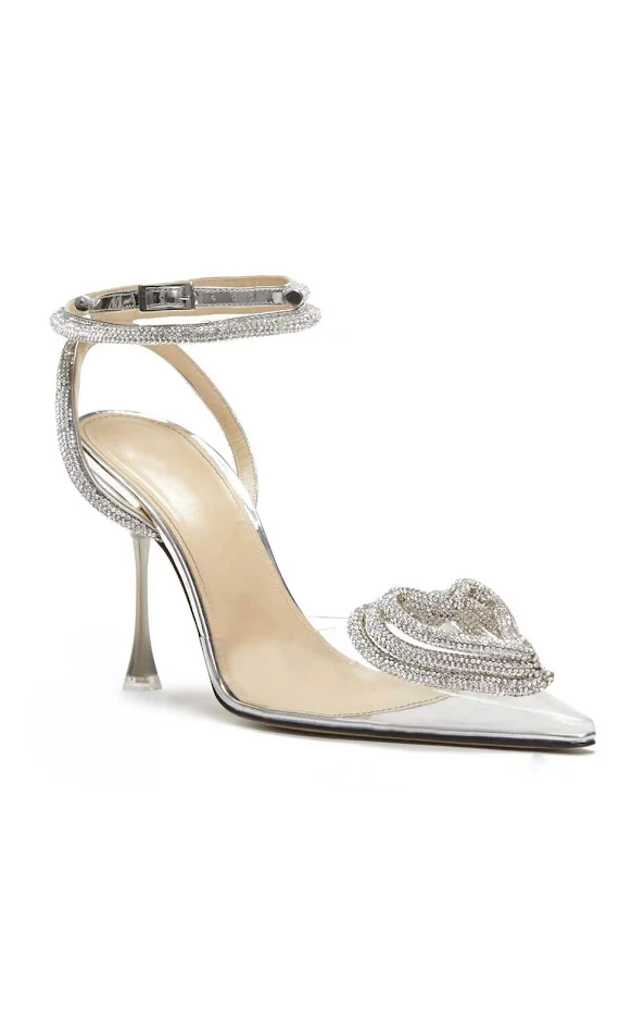 Sandales femme tendance avec strass en forme de cœur, polyvalentes et élégantes, idéales pour toutes les occasions, parfaites pour un look féminin.
