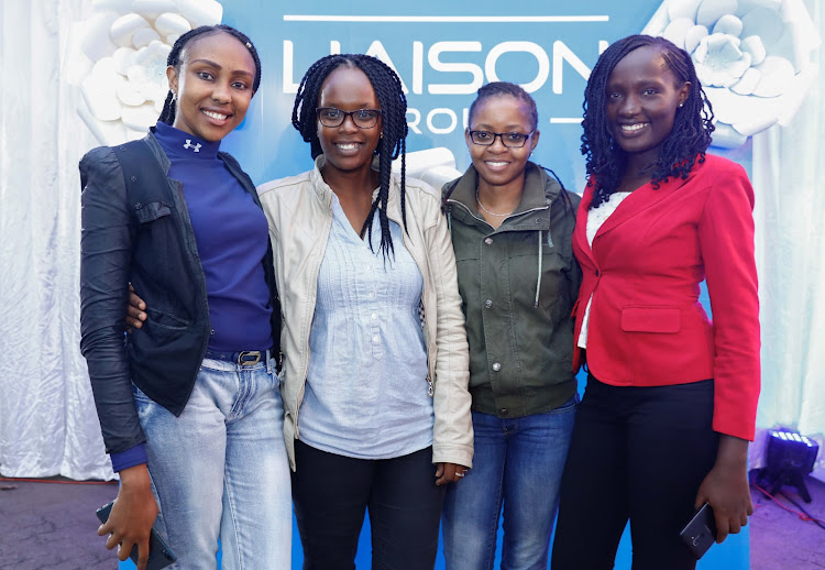 Liason Group staff Doreen Shali, Sharon Chebon, Barbra Wairimu and Diana Achieng