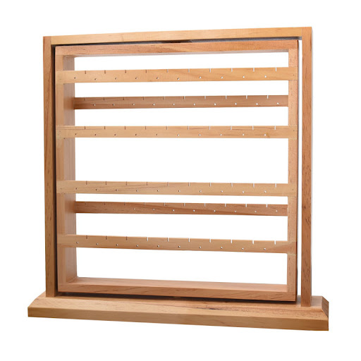 Title 1, Rotating Solid Wood Earring Rack, Log Jewelry O...