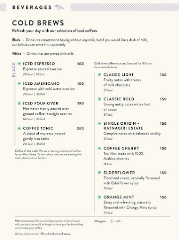 Blue Tokai Coffee Roasters menu 