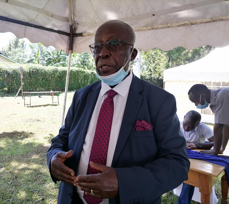 Kisii County Senator, now Governorship hopeful, speaks to journalists at his Gesusu home on Friday during a prayer function,PHOTO BY MAGATI OBEBO.