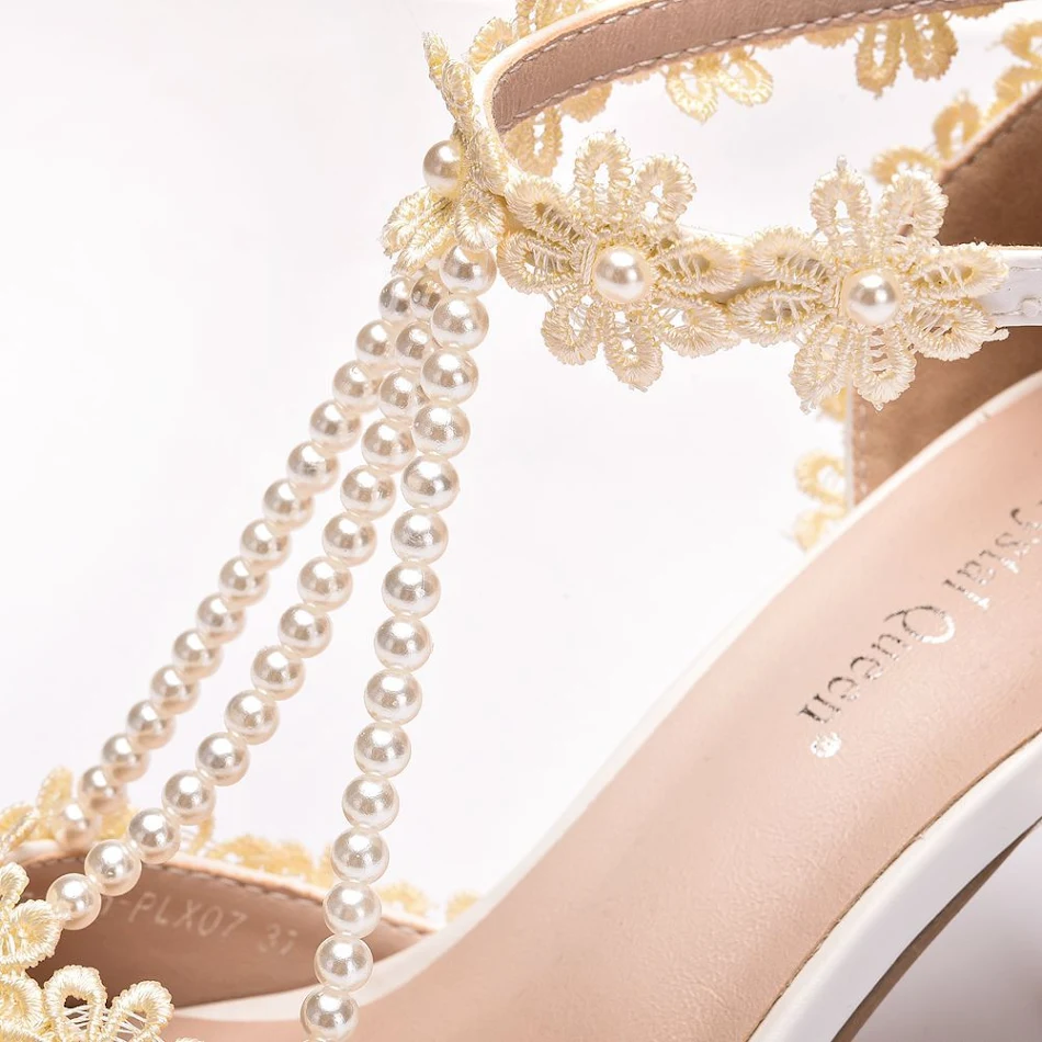 Lace Beaded Stiletto Fish Mouth Toe Sandals Roman Style. Elevate your look with these elegant and stylish sandals. Perfe