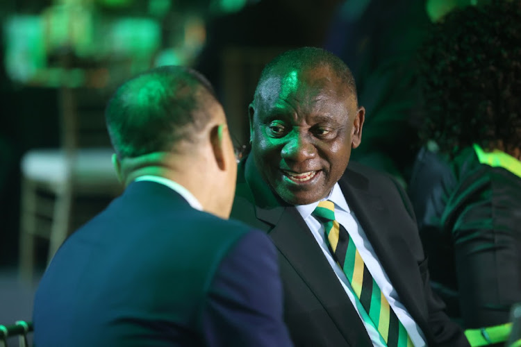 ANC president Cyril Ramaphosa during the gala dinner in Nasrec ahead of the party's 55th national elective conference.