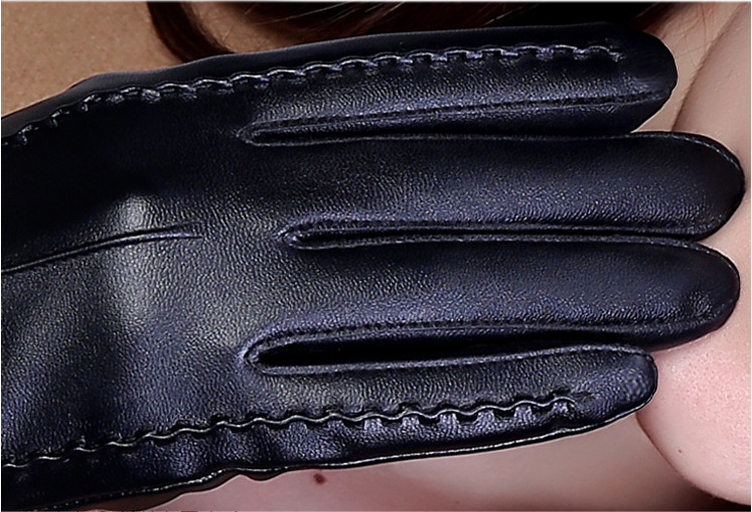 Guantes de cuero gruesos y cálidos para mujer a la moda