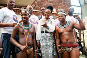 Suspended public protector Busisiwe Mkhwebane and her supporters at the Constitutional Court during the hearing into her suspension by the president. 