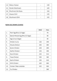 Chandigarh Junction menu 1