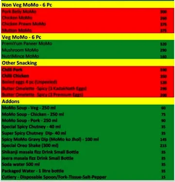 Premiyum Momo menu 