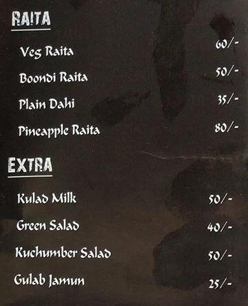 Nawabi Cuisine menu 