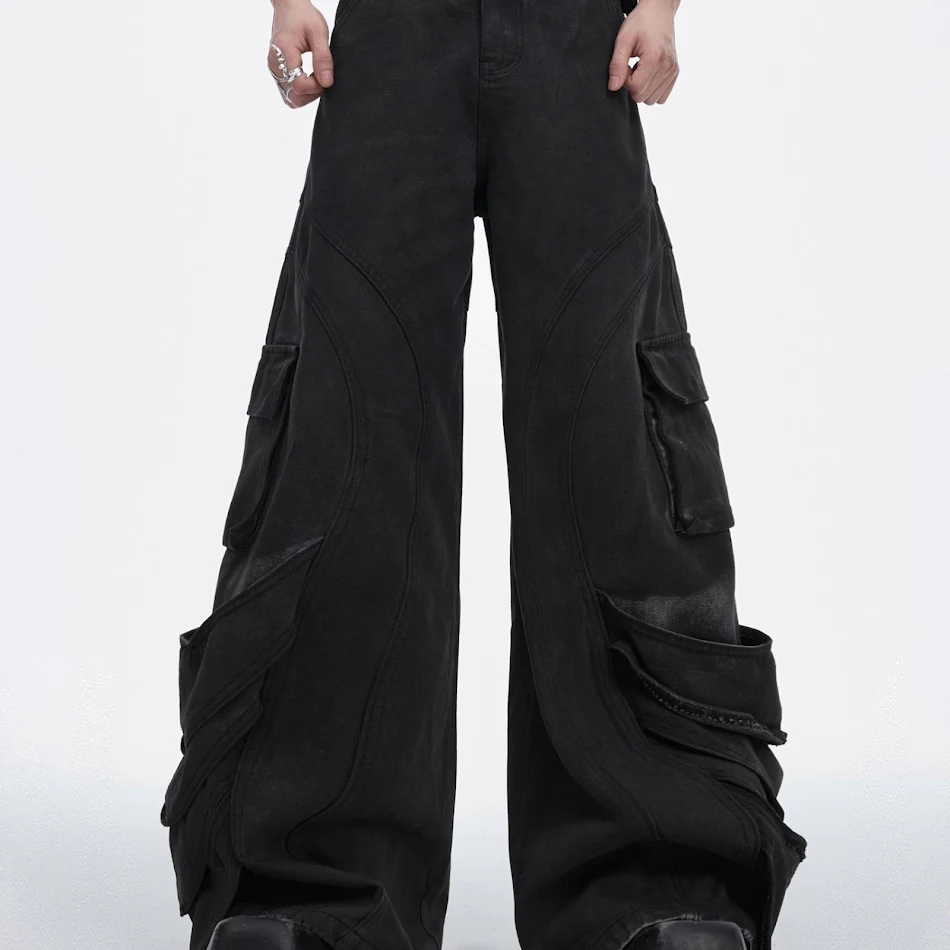 Men's Loose Wide-leg Overalls Comfortable Relaxed Fit Casual Long Pants for Work or Everyday Wear Modern and Functional 