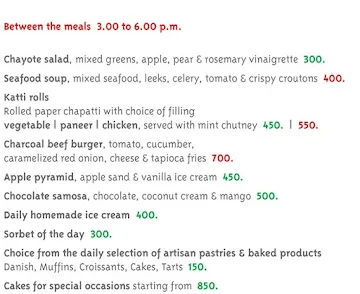 Malabar Junction menu 