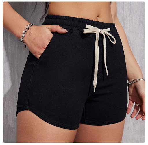 Title 4, Plus Size A-Line Drawstring Denim Shorts for Wo...