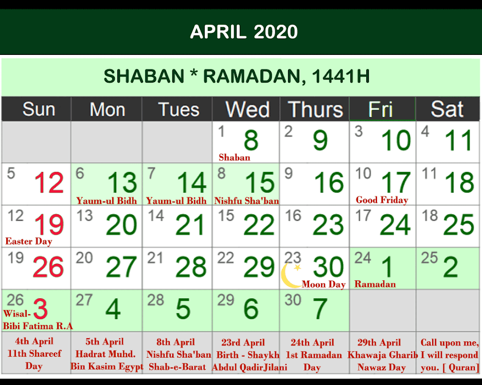 Islamic Calendar Ramadan 2024 Calendar 2024 Ireland Printable