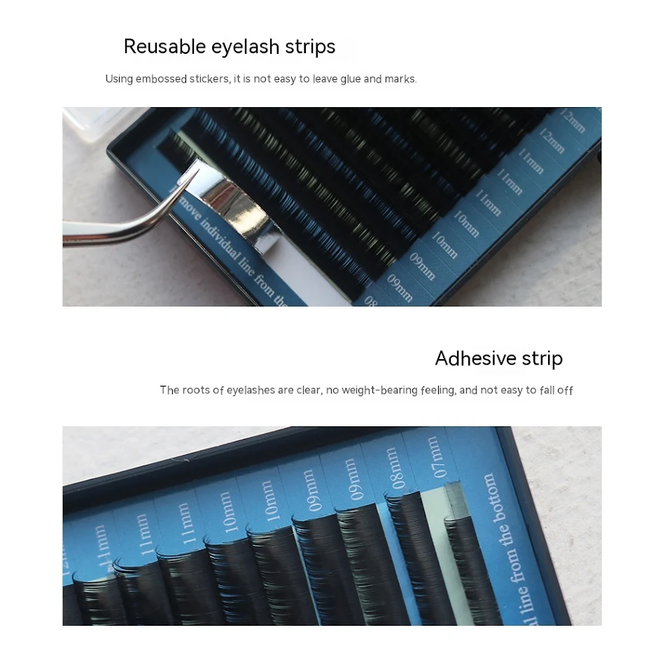 16 Filas de Extensiones de Pestañas Injerto Individuales Redondas, Pack Variado. Logra Miradas Impactantes y Naturales, Fácil Aplicación.