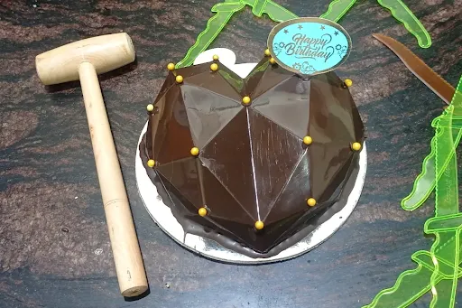 Pinata Heart Shape Truffle Cake With Wooden Hammer