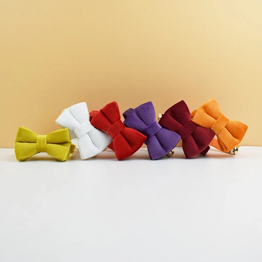 Cat Collar Velvet Collar Bowknot Cat Collar With Adjustable Safety Buckle Cats Bow Tie Pets Accessories