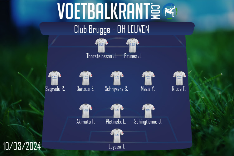 Opstelling OH Leuven | Club Brugge - OH Leuven (10/03/2024)