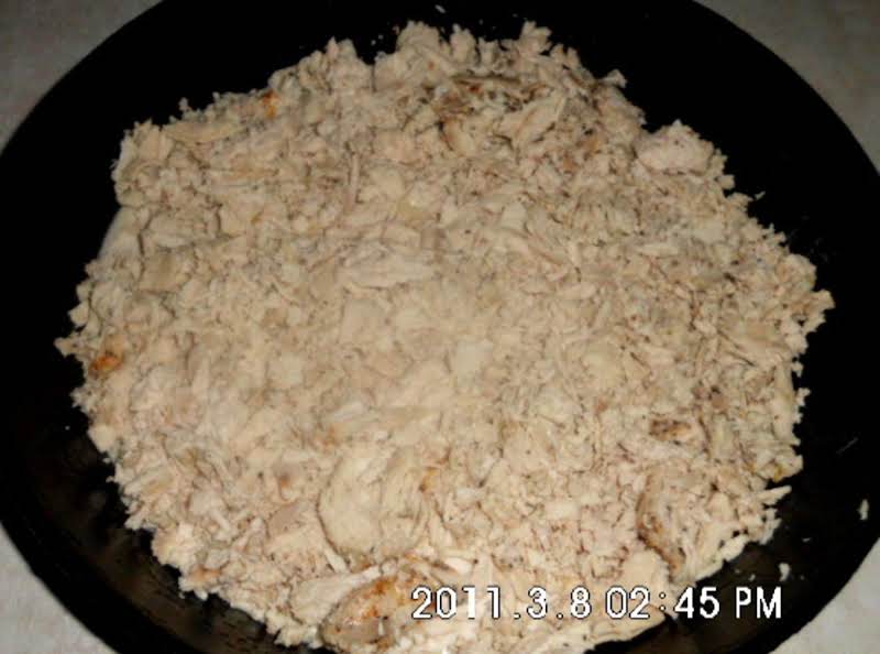 Place A Layer Of Flour Tortillas In Bottom Of Pan, Layer Generously With Chicken.