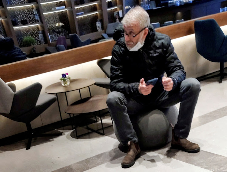 Sanctioned Russian oligarch Roman Abramovich sits in a VIP lounge at Ben Gurion international airport in Lod near Tel Aviv, Israel on March 14 2022. File Picture: REUTERS/Stringer