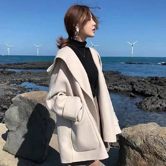 Cape Woolen Coat Femme's Short