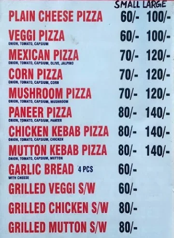 Crazy Pizza Junction menu 