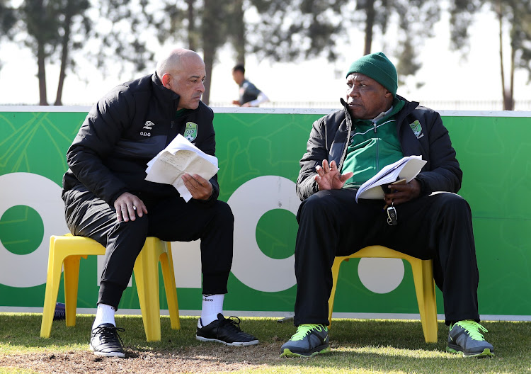 Former Bafana Bafana assistant coach Owen da Gama (L) and his then head coach Shakes Mashaba.