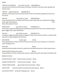 Bangkok Street Food menu 1