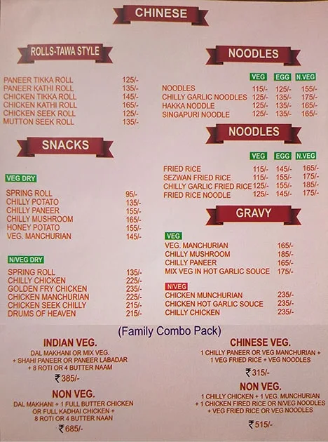 The Tandoori Kitchen menu 